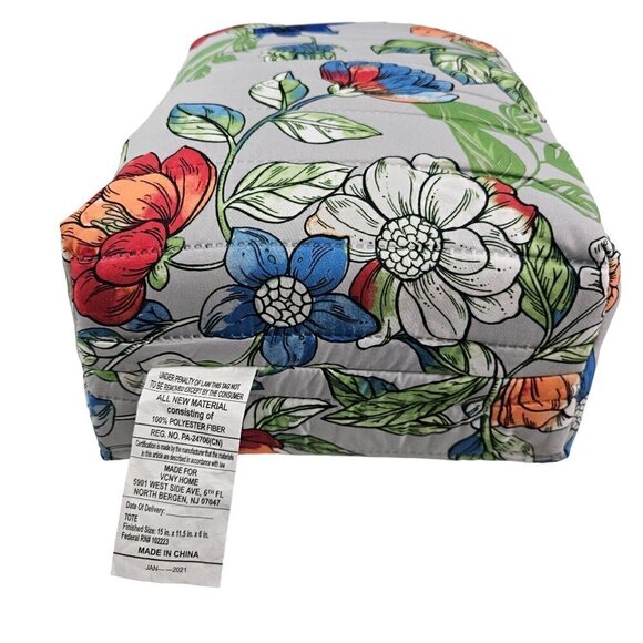 Mainstays Reversible Quilt Set In-a-Tote Full/Queen Grey Floral Bedding 4 PC Set - Picture 3 of 16